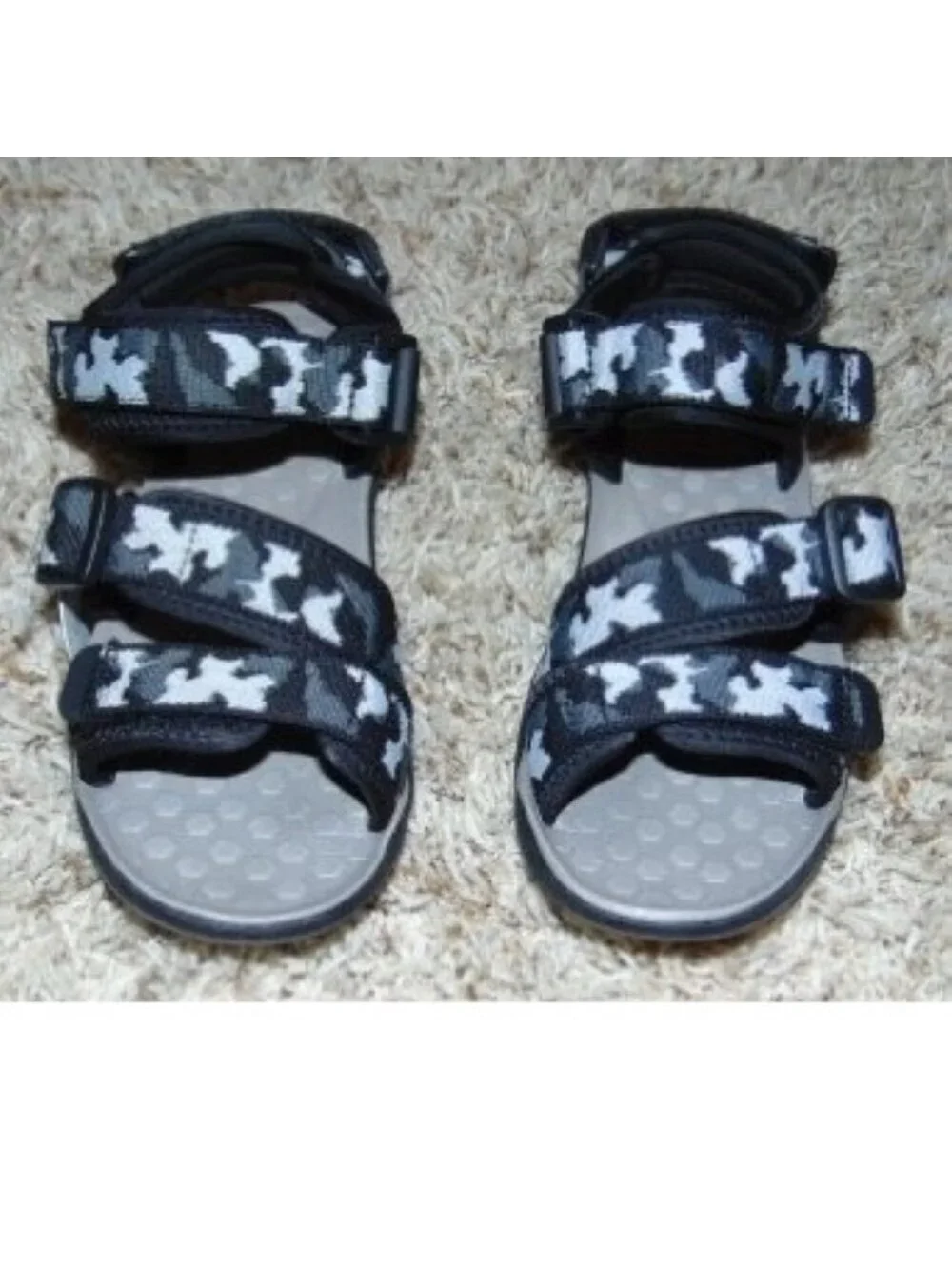 Sonoma Sandals 3 Boys Gray Camo Sport Open Toe Fx Leather Adj Straps Kids